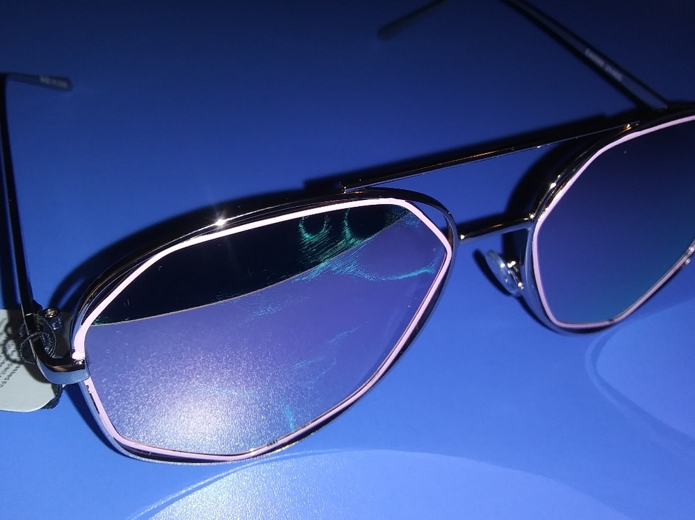 New Pink Mirrored Geometric Aviator Sunglasses